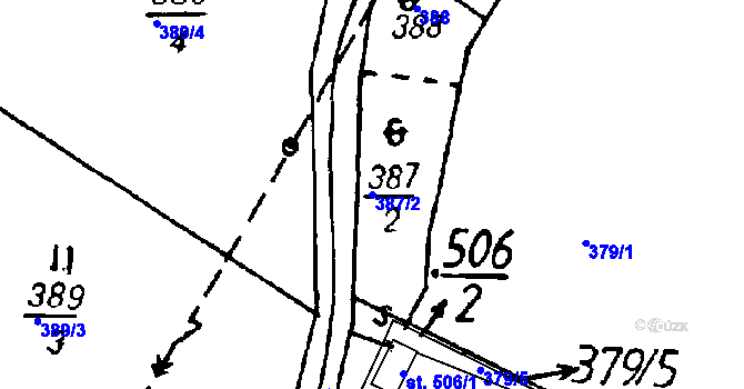 Parcela st. 387/2 v KÚ Cheznovice, Katastrální mapa