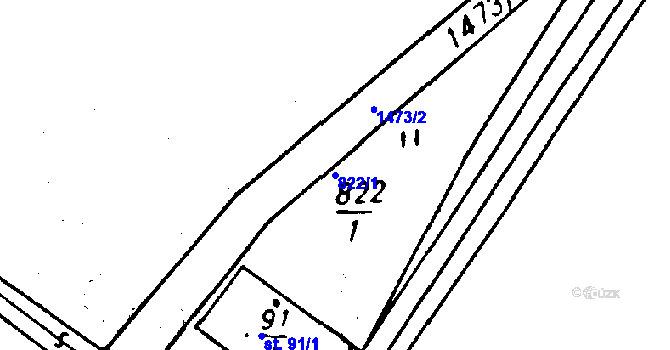 Parcela st. 822/1 v KÚ Cheznovice, Katastrální mapa