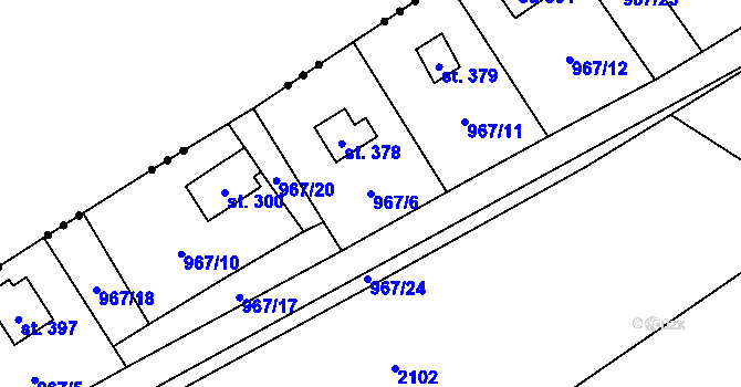Parcela st. 967/6 v KÚ Cheznovice, Katastrální mapa