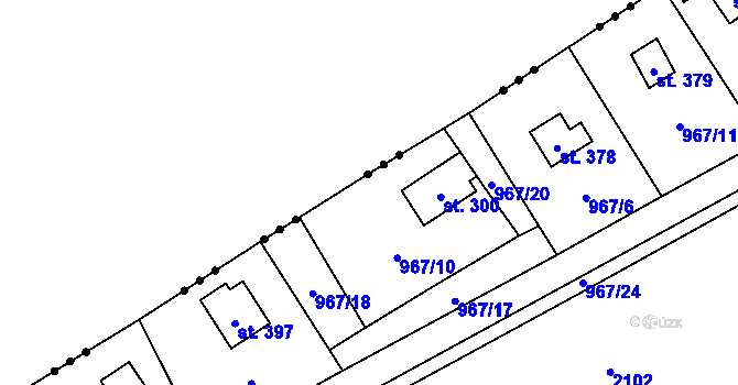 Parcela st. 967/13 v KÚ Cheznovice, Katastrální mapa