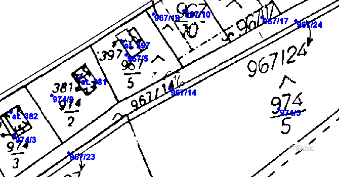 Parcela st. 967/14 v KÚ Cheznovice, Katastrální mapa
