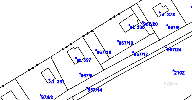 Parcela st. 967/18 v KÚ Cheznovice, Katastrální mapa