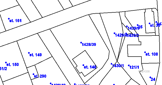 Parcela st. 1428/39 v KÚ Cheznovice, Katastrální mapa