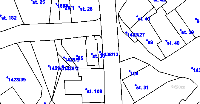 Parcela st. 1438/13 v KÚ Cheznovice, Katastrální mapa