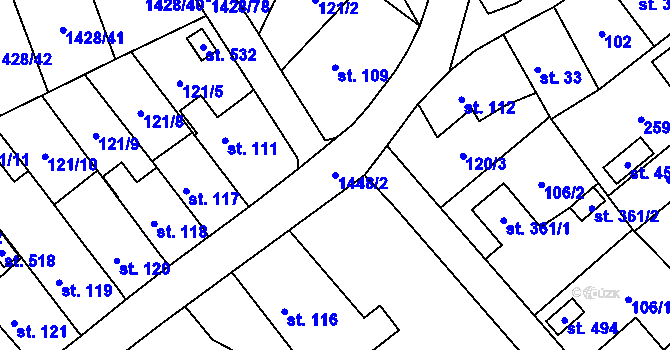 Parcela st. 1448/2 v KÚ Cheznovice, Katastrální mapa