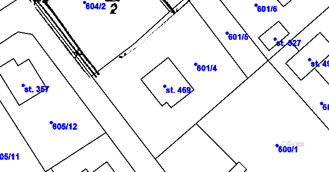 Parcela st. 469 v KÚ Cheznovice, Katastrální mapa