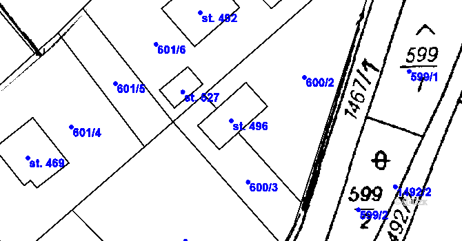 Parcela st. 496 v KÚ Cheznovice, Katastrální mapa