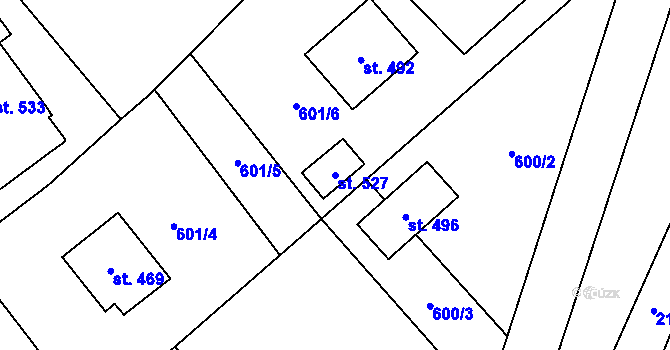 Parcela st. 527 v KÚ Cheznovice, Katastrální mapa