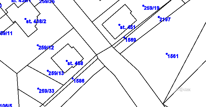 Parcela st. 259/36 v KÚ Cheznovice, Katastrální mapa