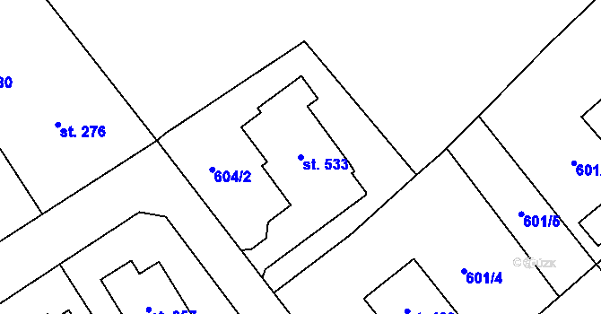 Parcela st. 533 v KÚ Cheznovice, Katastrální mapa