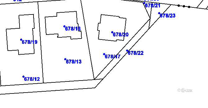Parcela st. 678/17 v KÚ Chlebičov, Katastrální mapa