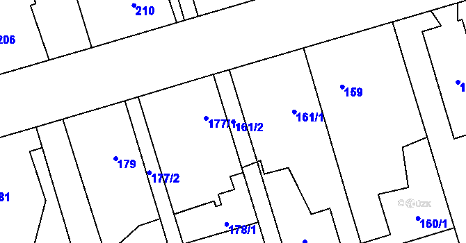 Parcela st. 161/2 v KÚ Chlebičov, Katastrální mapa