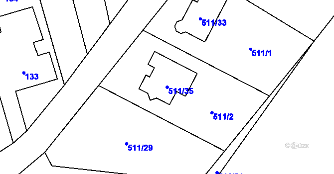 Parcela st. 511/35 v KÚ Chlebičov, Katastrální mapa
