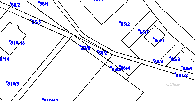 Parcela st. 66/3 v KÚ Chlebičov, Katastrální mapa