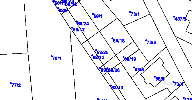 Parcela st. 68/25 v KÚ Chlebičov, Katastrální mapa