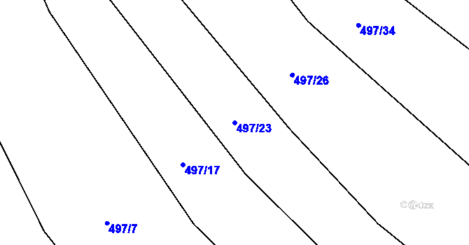 Parcela st. 497/23 v KÚ Chlebičov, Katastrální mapa