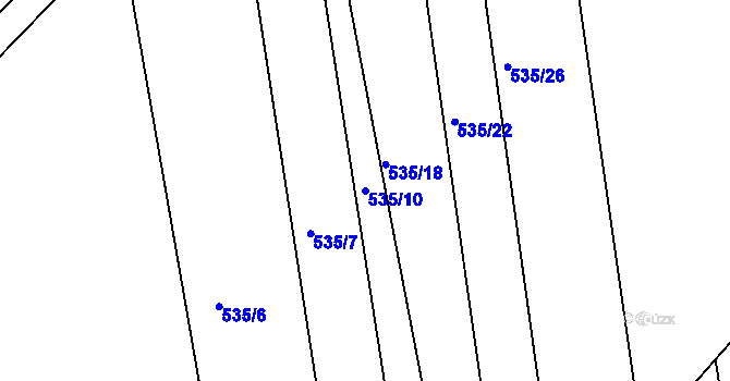 Parcela st. 535/10 v KÚ Chlebičov, Katastrální mapa