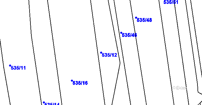 Parcela st. 535/12 v KÚ Chlebičov, Katastrální mapa