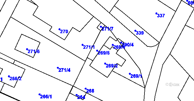 Parcela st. 269/5 v KÚ Chlebičov, Katastrální mapa