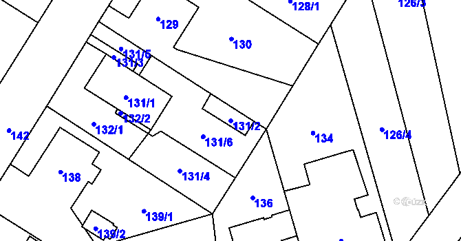 Parcela st. 131/2 v KÚ Chlebičov, Katastrální mapa