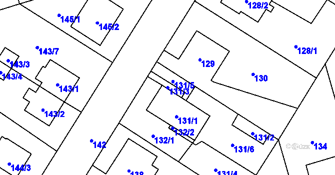Parcela st. 131/3 v KÚ Chlebičov, Katastrální mapa