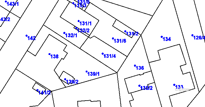 Parcela st. 131/4 v KÚ Chlebičov, Katastrální mapa