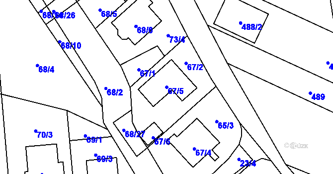 Parcela st. 67/5 v KÚ Chlebičov, Katastrální mapa