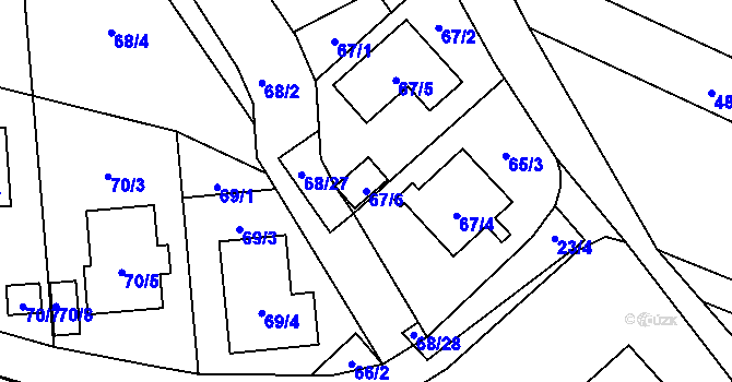 Parcela st. 67/6 v KÚ Chlebičov, Katastrální mapa