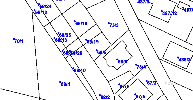 Parcela st. 68/5 v KÚ Chlebičov, Katastrální mapa