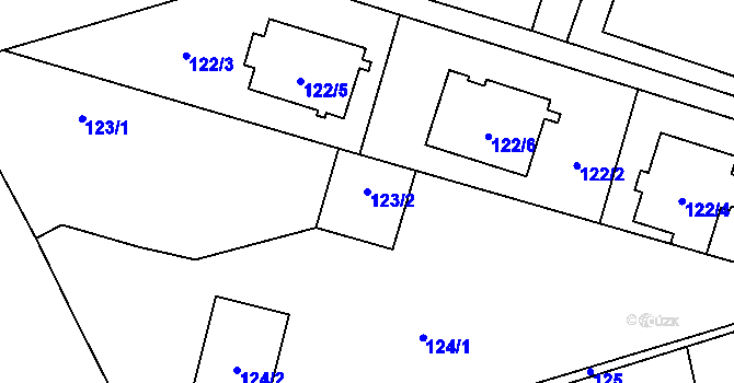 Parcela st. 123/2 v KÚ Chlebičov, Katastrální mapa