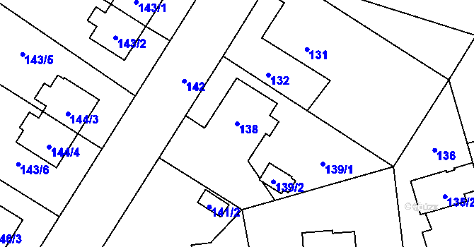 Parcela st. 138 v KÚ Chlebičov, Katastrální mapa