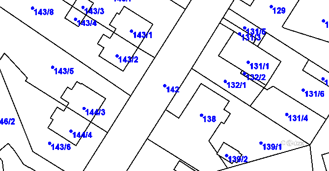 Parcela st. 142 v KÚ Chlebičov, Katastrální mapa