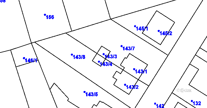 Parcela st. 143/3 v KÚ Chlebičov, Katastrální mapa