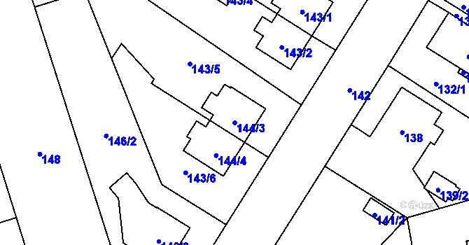 Parcela st. 144/3 v KÚ Chlebičov, Katastrální mapa