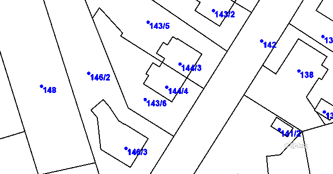 Parcela st. 144/4 v KÚ Chlebičov, Katastrální mapa