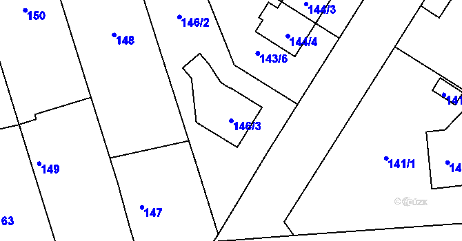 Parcela st. 146/3 v KÚ Chlebičov, Katastrální mapa