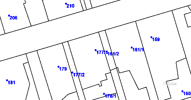 Parcela st. 177/1 v KÚ Chlebičov, Katastrální mapa