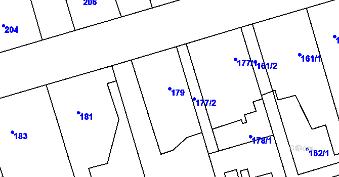 Parcela st. 179 v KÚ Chlebičov, Katastrální mapa