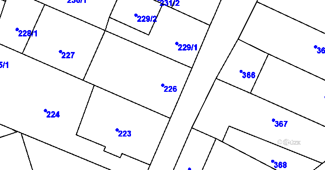 Parcela st. 226 v KÚ Chlebičov, Katastrální mapa