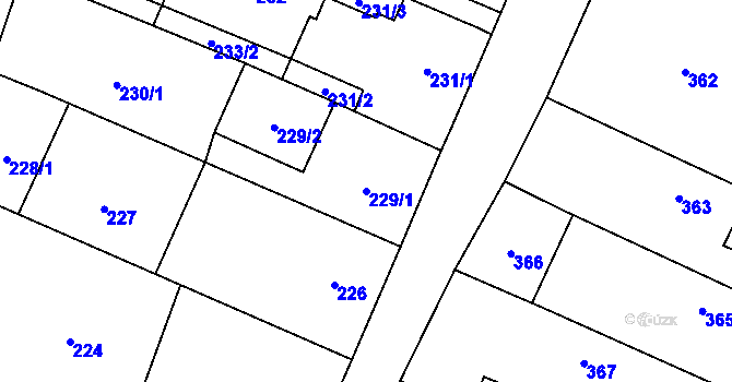 Parcela st. 229/1 v KÚ Chlebičov, Katastrální mapa