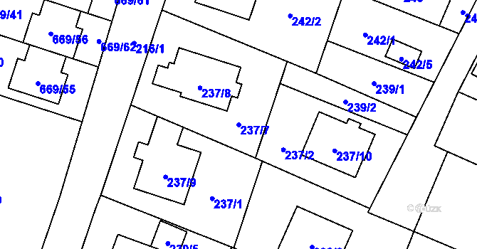 Parcela st. 237/7 v KÚ Chlebičov, Katastrální mapa
