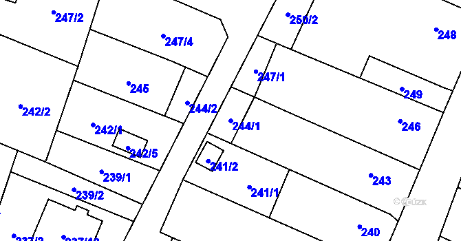 Parcela st. 244/1 v KÚ Chlebičov, Katastrální mapa