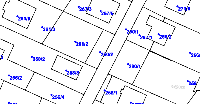 Parcela st. 260/2 v KÚ Chlebičov, Katastrální mapa