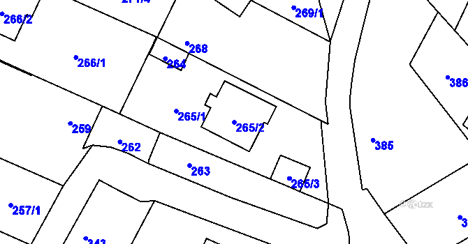Parcela st. 265/2 v KÚ Chlebičov, Katastrální mapa