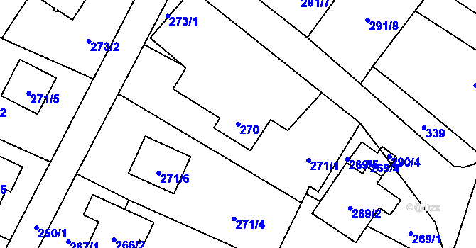 Parcela st. 270 v KÚ Chlebičov, Katastrální mapa