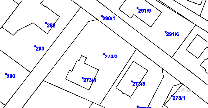 Parcela st. 273/3 v KÚ Chlebičov, Katastrální mapa