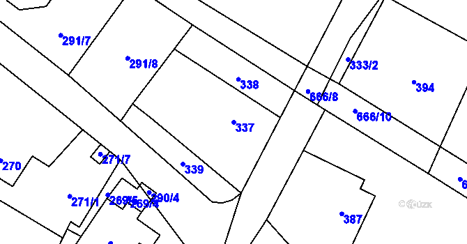 Parcela st. 337 v KÚ Chlebičov, Katastrální mapa