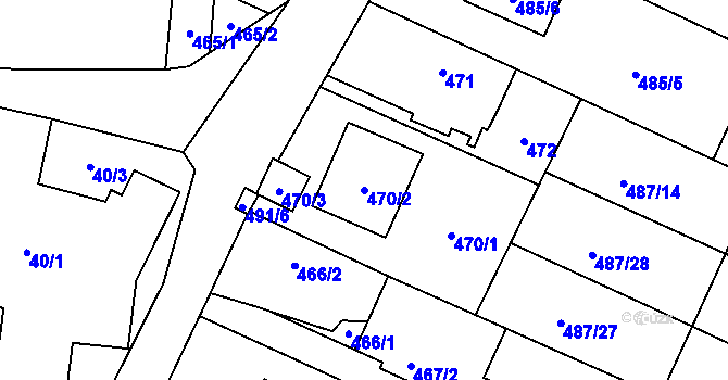 Parcela st. 470/2 v KÚ Chlebičov, Katastrální mapa