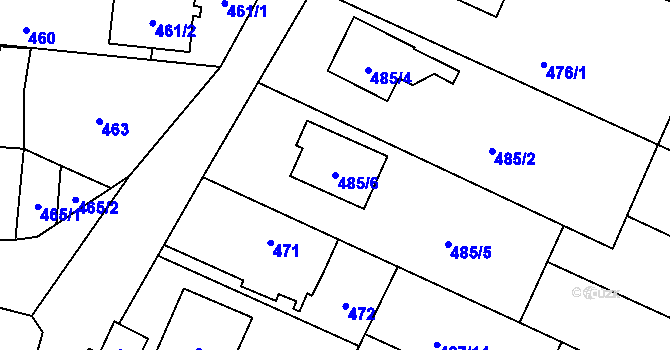 Parcela st. 485/6 v KÚ Chlebičov, Katastrální mapa