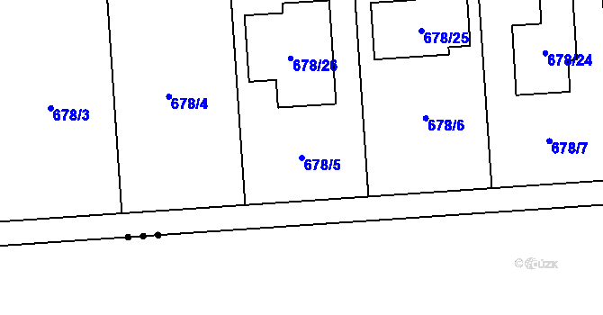 Parcela st. 678/5 v KÚ Chlebičov, Katastrální mapa